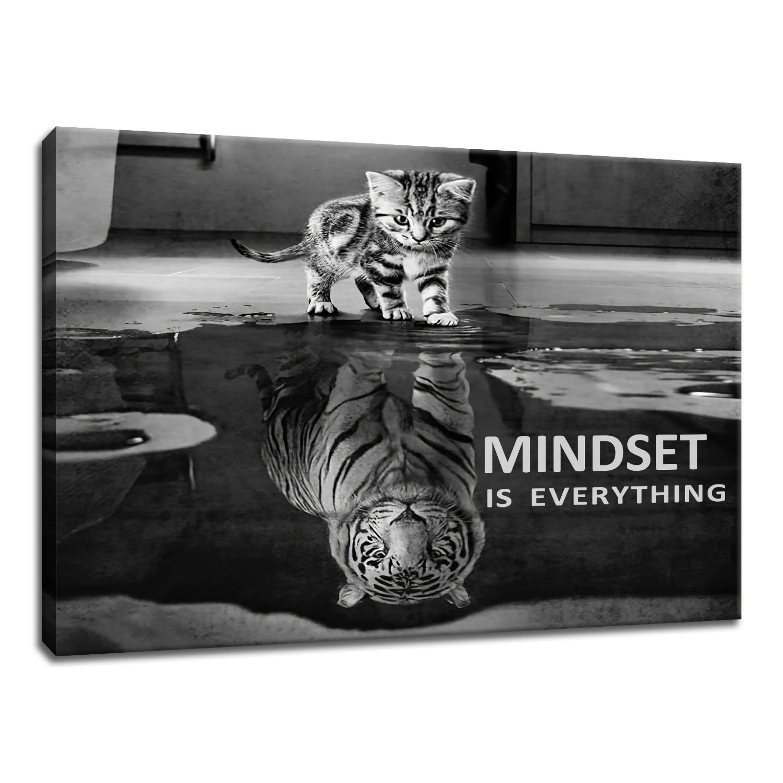 Mindset is Everything - Inspirational Motivational Canvas Wall Art Poster Print (18''W x 12''H) - Framed Ready to Hang for Office, Living Room, Bedroom & Home Decor - Perfect for Work Motivation & Positive Vibes
