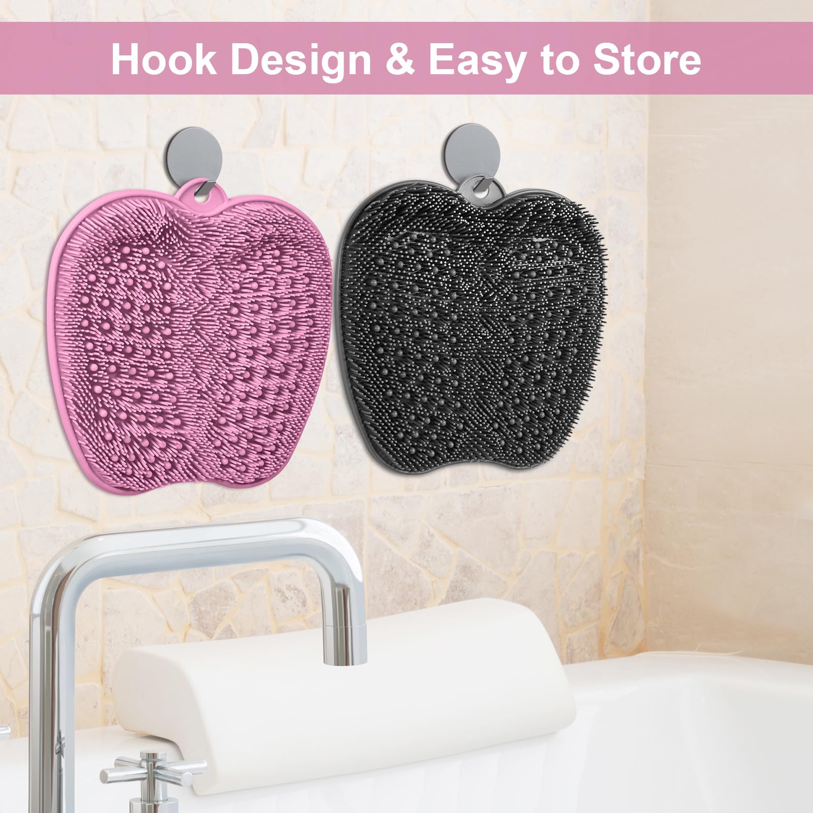 BESKAR Non-Slip Shower Foot Scrubber Mat - Exfoliating & Reflexology for Relaxing Feet - Perfect for Bath & Spa