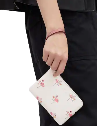Coach Corner Zip Wristlet with Flamingo Print - Stylish Crossbody Wallet for Women | Perfect for Everyday Use, Travel & Shopping