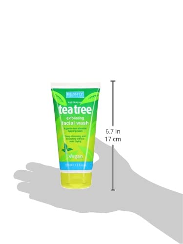 Beauty Formulas Tea Tree Exfoliating Facial Wash 150ml - Deep Cleansing & Acne Treatment for Oily & Problem Skin - Perfect for Daily Skincare Routine & Post-Workout Refresh