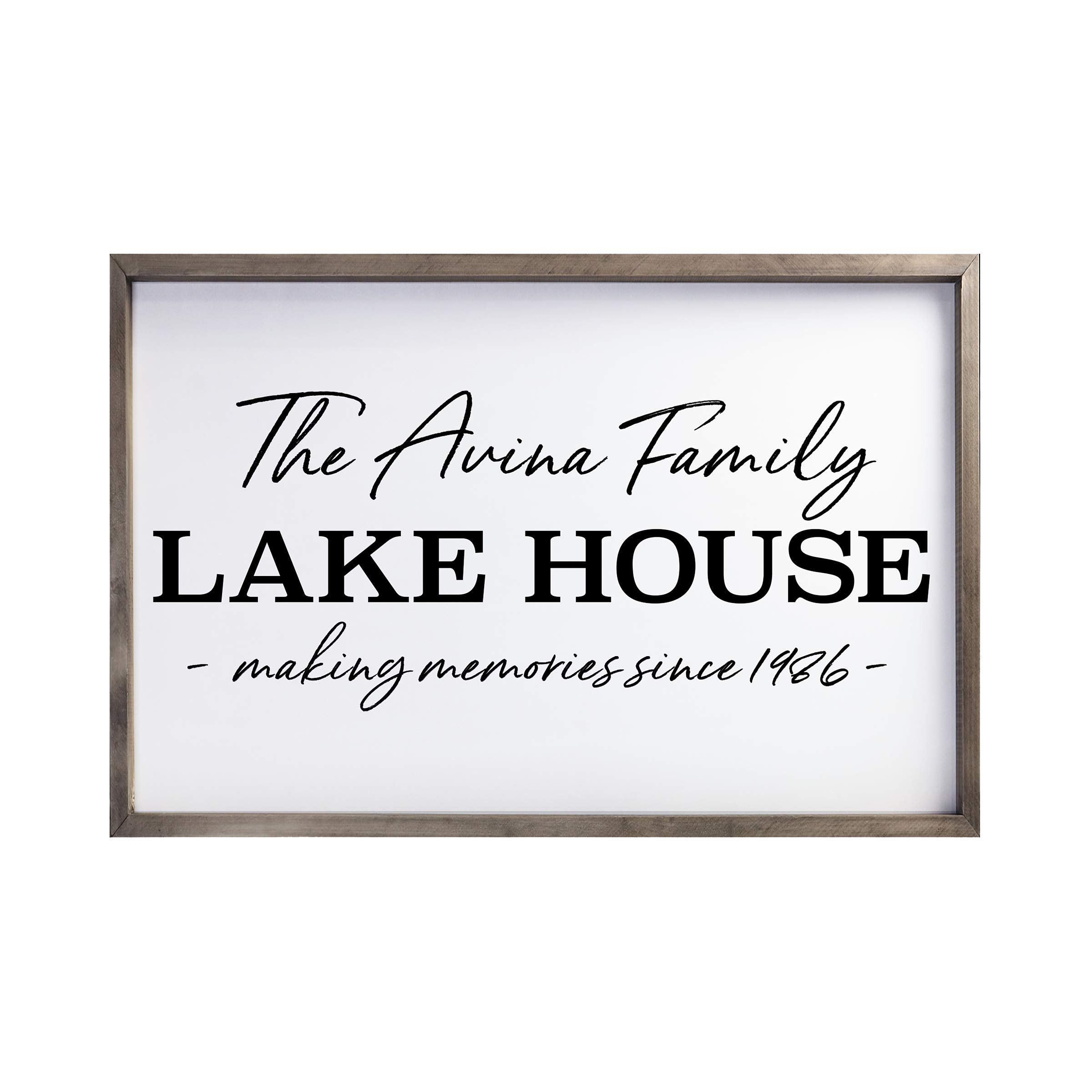 LifeSong Milestones Personalized Framed Shadow Box - Lake House Memory Keepsake Gift for Parents, Couples, Husband & Wife - 25x36 Gray Wall Decor for Home, Housewarming, Table & Shelf Display - Perfect for Anniversaries, Weddings & Family Memories