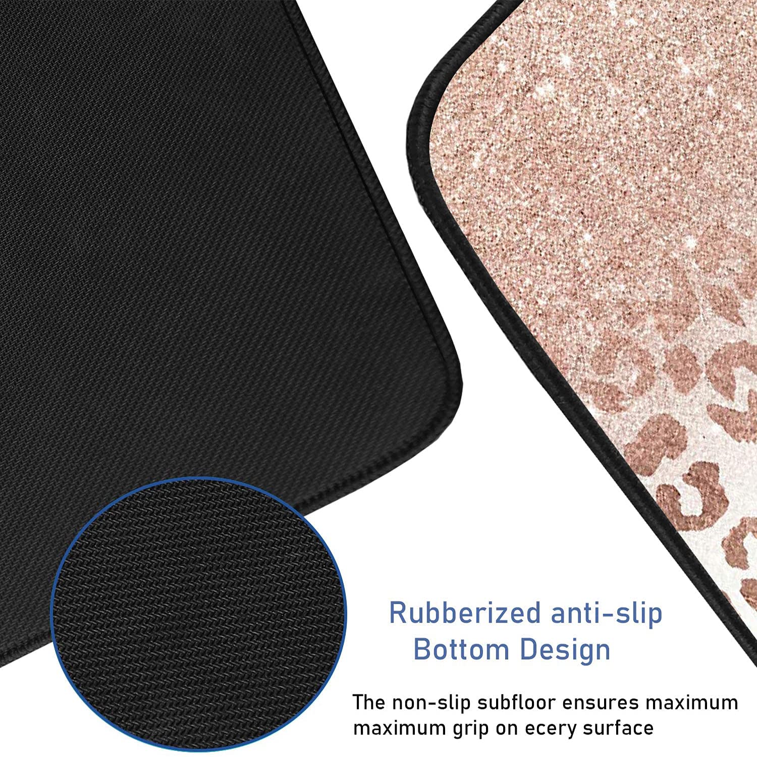 Extra Large Gaming Mouse Pad with Non-Slip Rubber Base - Ergonomic Extended Desk Mat for PC, Laptop & Office Work | Includes Cup Coaster | Motivational Pink Leopard Star Design - Perfect for Gamers, Programmers & Home Office Setup