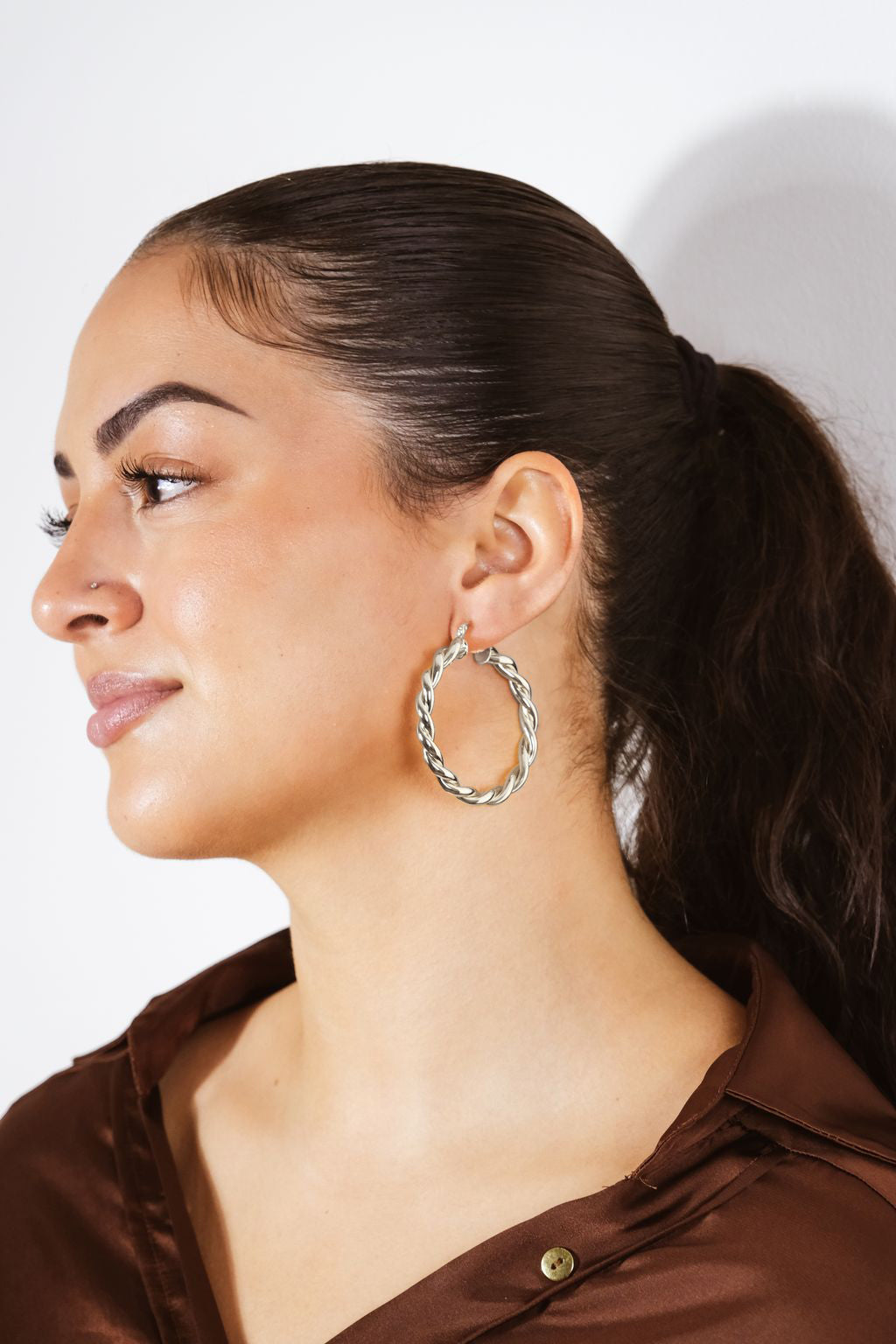 Rosalie Polished Entwined Hoop Earrings for Women - 14K Gold Plated Dainty Huggie Hoops - Elegant Everyday Jewelry for Work, Date Night & Special Occasions