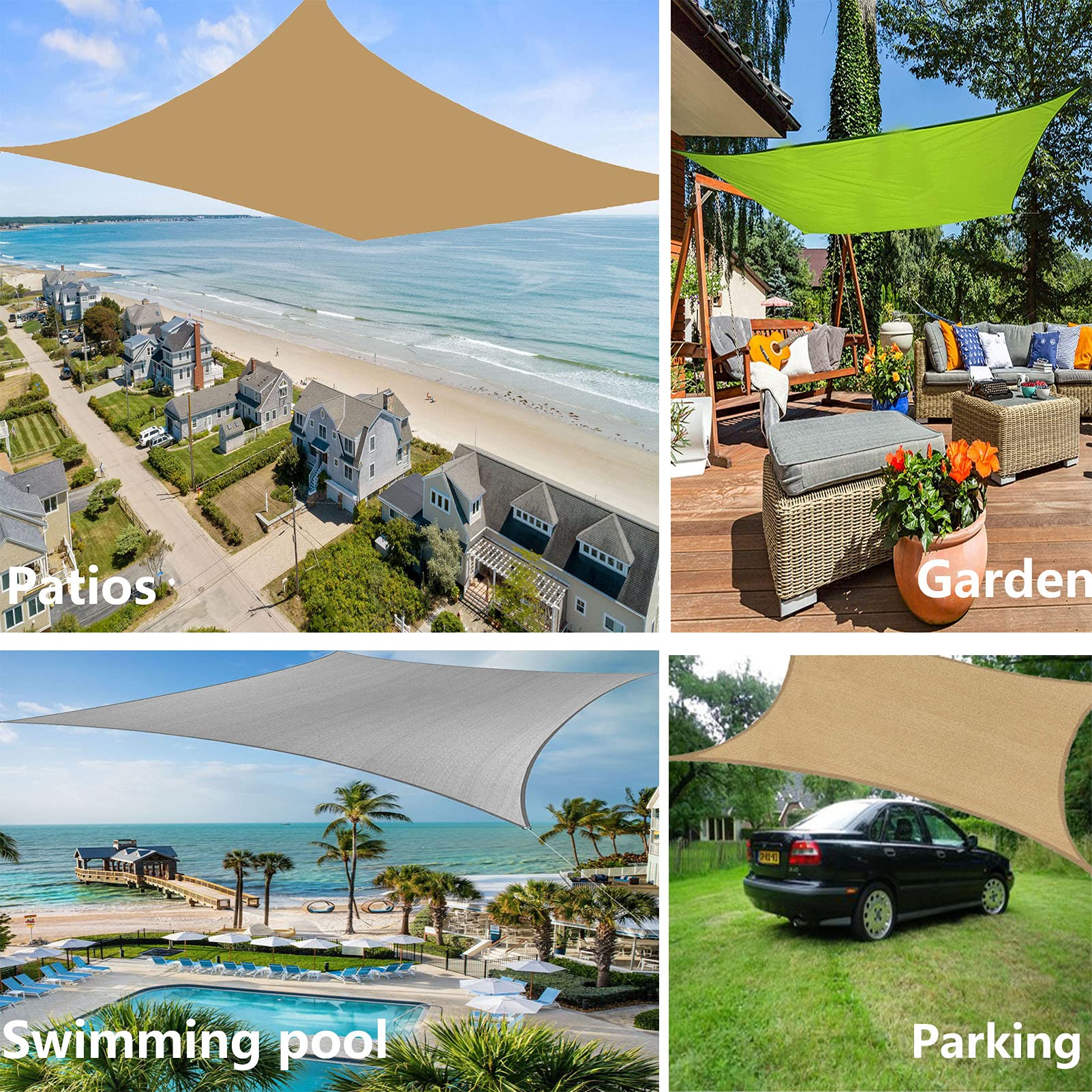 12' x 15' Rectangular Sun Shade Sail - Waterproof UV Protection Outdoor Canopy for Garden, Patio, Terrace & Balcony - Perfect for Sun Protection and Outdoor Relaxation