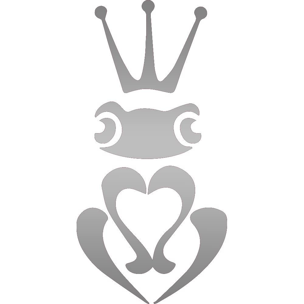 Premium Waterproof Vinyl Decal Stickers (Set of 2) - Prince Frog Metallic Silver Design for Laptop, Phone, Helmet, Car Window & Home Decor | Durable Adhesive for Bumpers, Mugs, Walls & DIY Projects