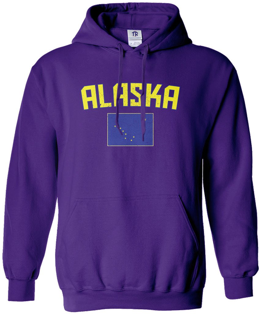 Threadrock Women's Alaska Flag Hoodie - Soft Fleece Pullover Sweatshirt with State Pride Design - Perfect for Outdoor Adventures, Casual Wear & Travel
