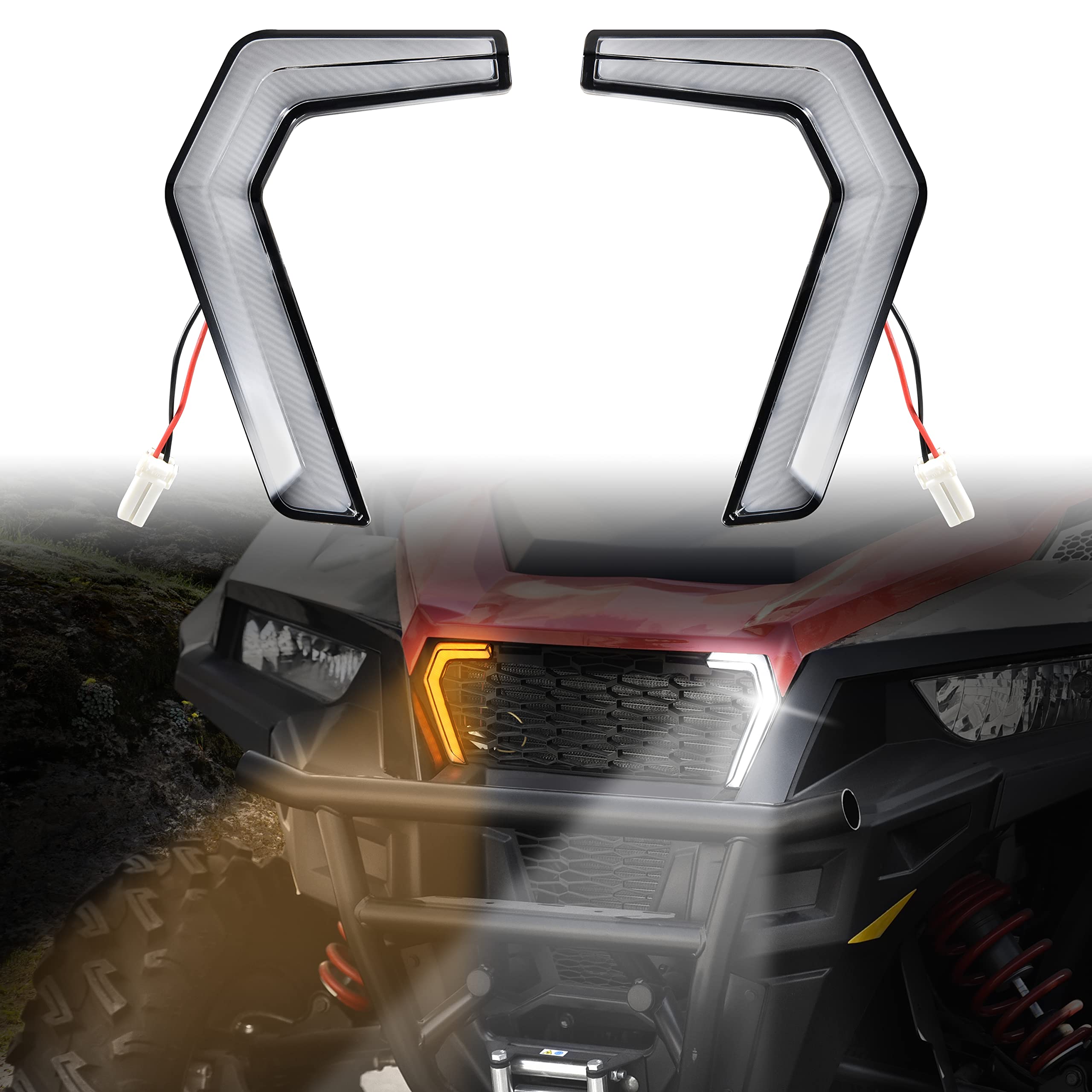 SAUTVS LED Turn Signal Fang Lights for Polaris General XP 1000 - Grille Accent Lights, Signature Grill Lamps Compatible with Polaris General 1000/4, 1000/XP, XP4 1000 (2016-2024 Models) - 2PCS Off-Road Accessories for Enhanced Visibility & Style