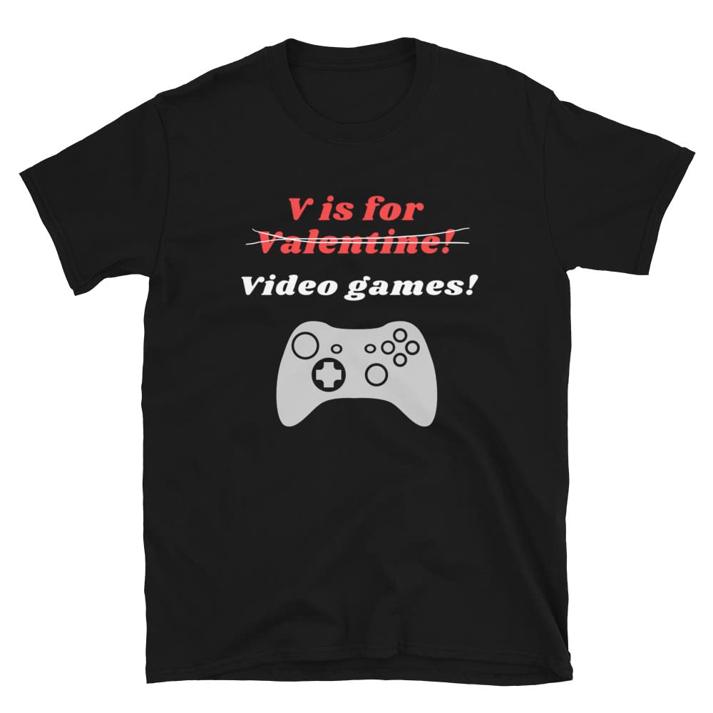 V is for Video Games Valentine T-Shirt - Boys Gamer Tee for Valentine's Day - Cool Box Player Graphic T-Shirt - Perfect Valentine's Gift for Boys | Gaming Party, Valentine Date, School Outfit