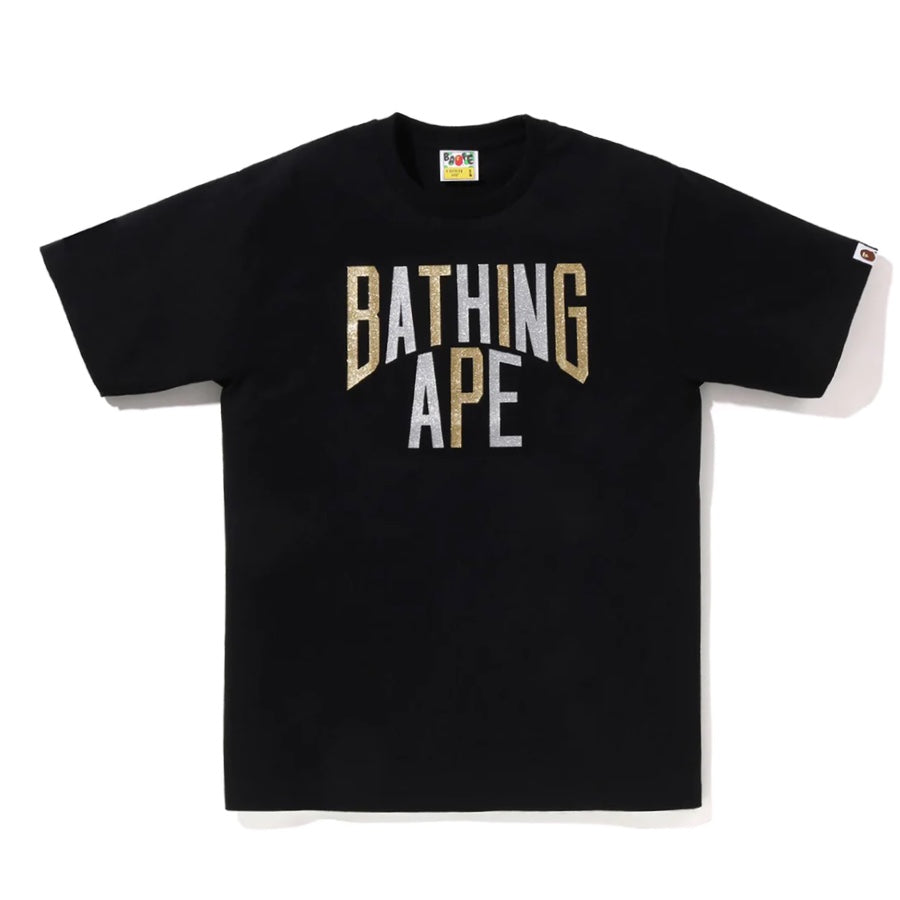 BAPE Gold Text Graphic T-Shirt for Men - Black & Gold Hip Hop Streetwear Tee for Casual Wear & Urban Fashion