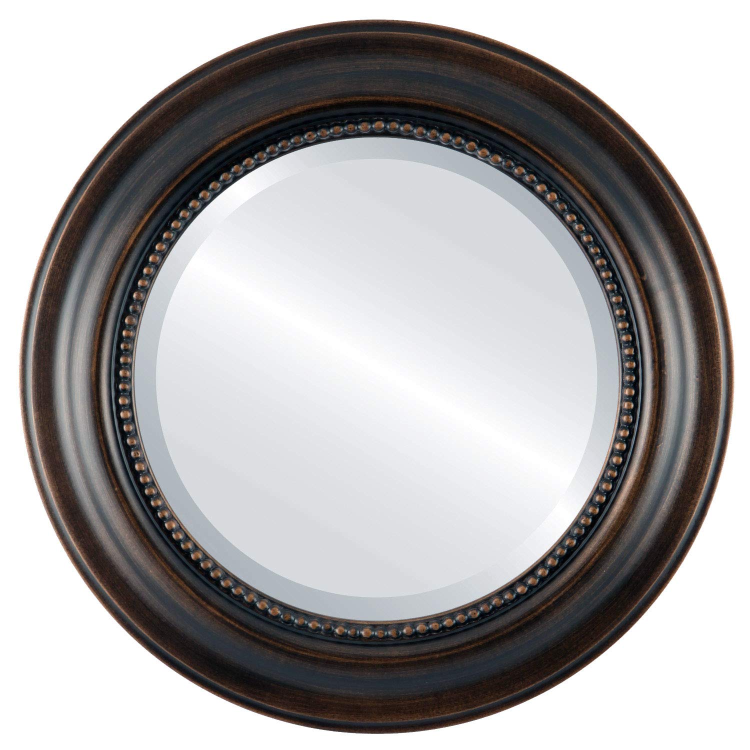 Heritage Style Ovalcrest Round Beveled Wall Mirror - 23x23 Inches Rubbed Bronze Frame - Elegant Home Decor for Living Room, Bedroom & Entryway