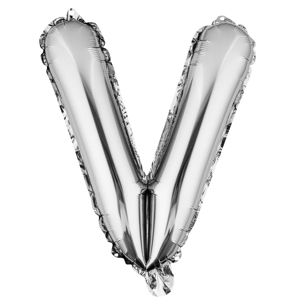Balloonify Silver Mylar Letter V Balloon - 16 Inch Large Foil Alphabet Balloon for Birthday Party Decorations, Wedding, Baby Shower & Anniversary Celebrations