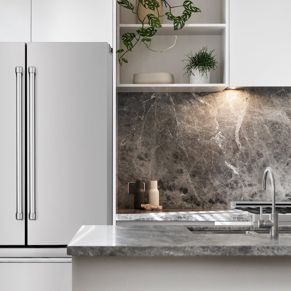 ZLINE 36 Inch Counter Depth French Door Refrigerator - 22.5 cu ft Stainless Steel with Ice Maker, Fingerprint Resistant (RFM 36) - Perfect for Modern Kitchens & Open Concept Living Spaces