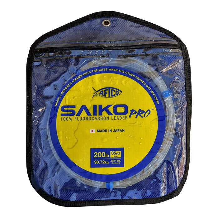 AFTCO Saiko Pro 100% Fluorocarbon Fishing Leader Line - 50 Yard Spool - Invisible Underwater, High Abrasion Resistance - Perfect for Saltwater & Freshwater Fishing, Trolling, and Casting