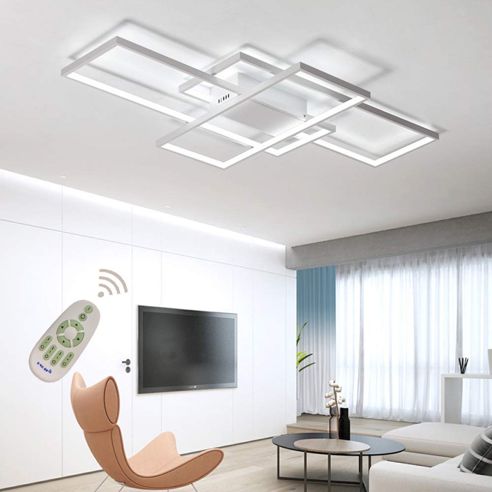 Dimmable LED Ceiling Light with Remote Control - Modern Flush Mount Acrylic Chandelier for Living Room, Kitchen Island, Dining Room, Bedroom & Bathroom | Energy-Efficient Home Lighting Solution for Stylish Interior Decor