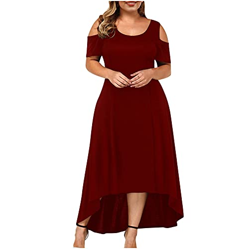 Plus Size Summer Maxi Dress for Women - Elegant Cold Shoulder Lace Patchwork Flowy Wedding Guest Dress | Perfect for Beach Vacations, Garden Parties & Formal Events