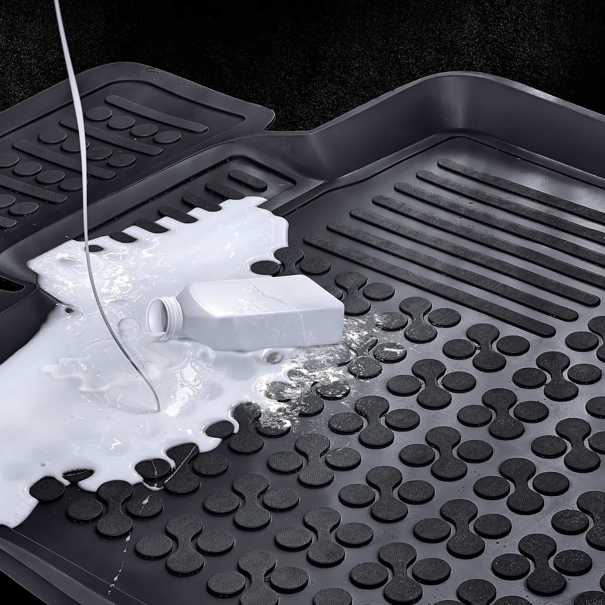 Heavy Duty Black Rubber Bed Liner for Ford Transit Connect Long (2014-2023) | All-Weather Cargo Mat | Odorless 1/8