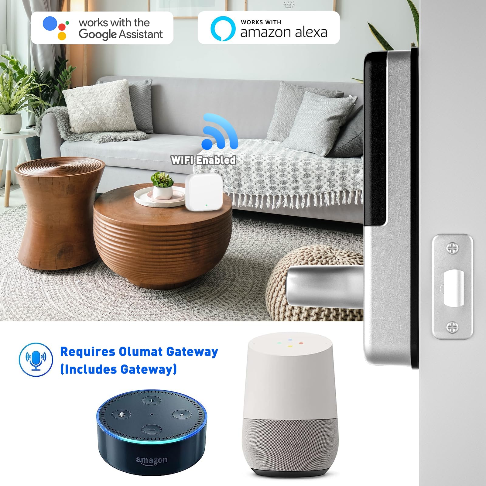 Smart WiFi Door Lock with Keyless Entry & Fingerprint - Keypad & App Control Smart Lock for Front Door - Auto Lock & Door Sensor - Perfect for Home Security & Vacation Rentals