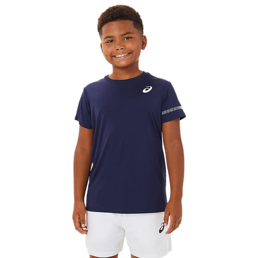ASICS Boys' Tennis Short Sleeve Performance Shirt - Moisture Wicking & Breathable Athletic Top for Junior Players - Perfect for Tennis Practice & Matches
