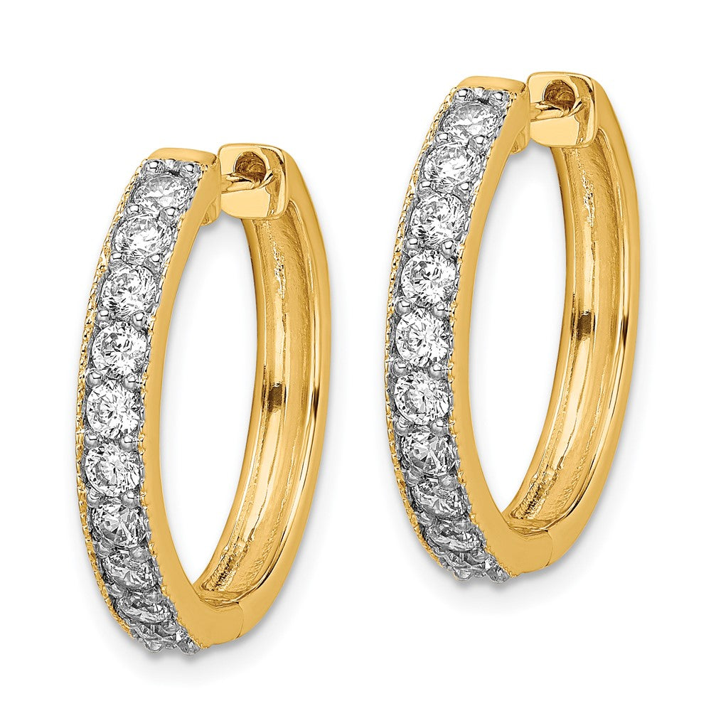 14K Gold Diamond Milgrain Hinged Hoop Earrings for Women - Classic Elegant Dangle Earrings (Model EM4275) | Perfect for Weddings, Parties & Special Occasions