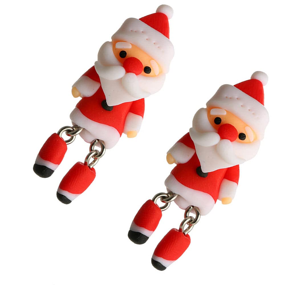 Christmas Earrings for Girls - Cartoon 3D Santa Claus Drop Earrings | Handmade Soft Clay Holiday Jewelry for Women | Perfect for Christmas Parties, Gifts & Festive Occasions