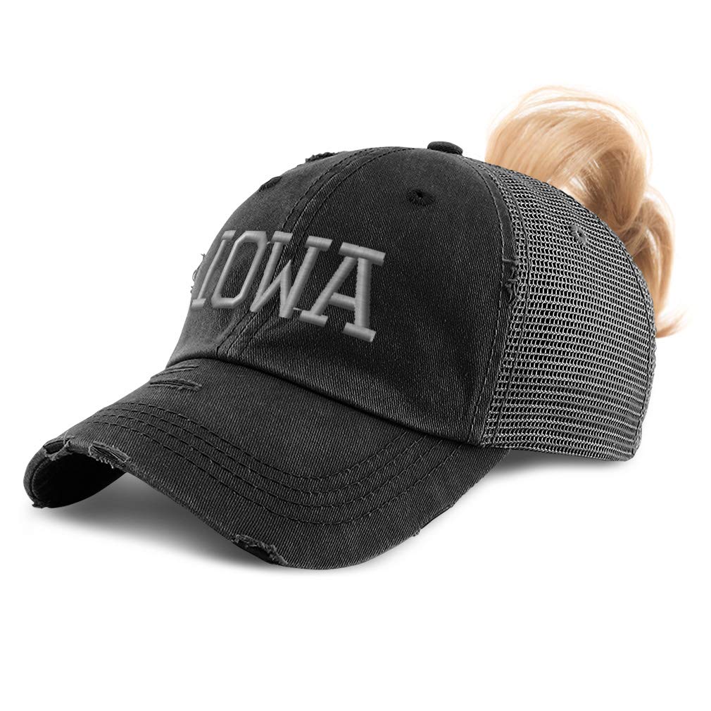 Custom Women's Ponytail Cap - Iowa State America USA Embroidery Cotton Baseball Hat for Running, Gym, and Outdoor Activities