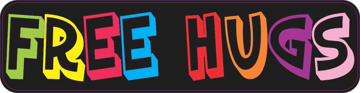 Free Hugs StickerTalk Magnet - 8x2 Inch Vinyl Decal for Cars, Laptops, Fridges - Fun Motivational Gift for Friends & Family