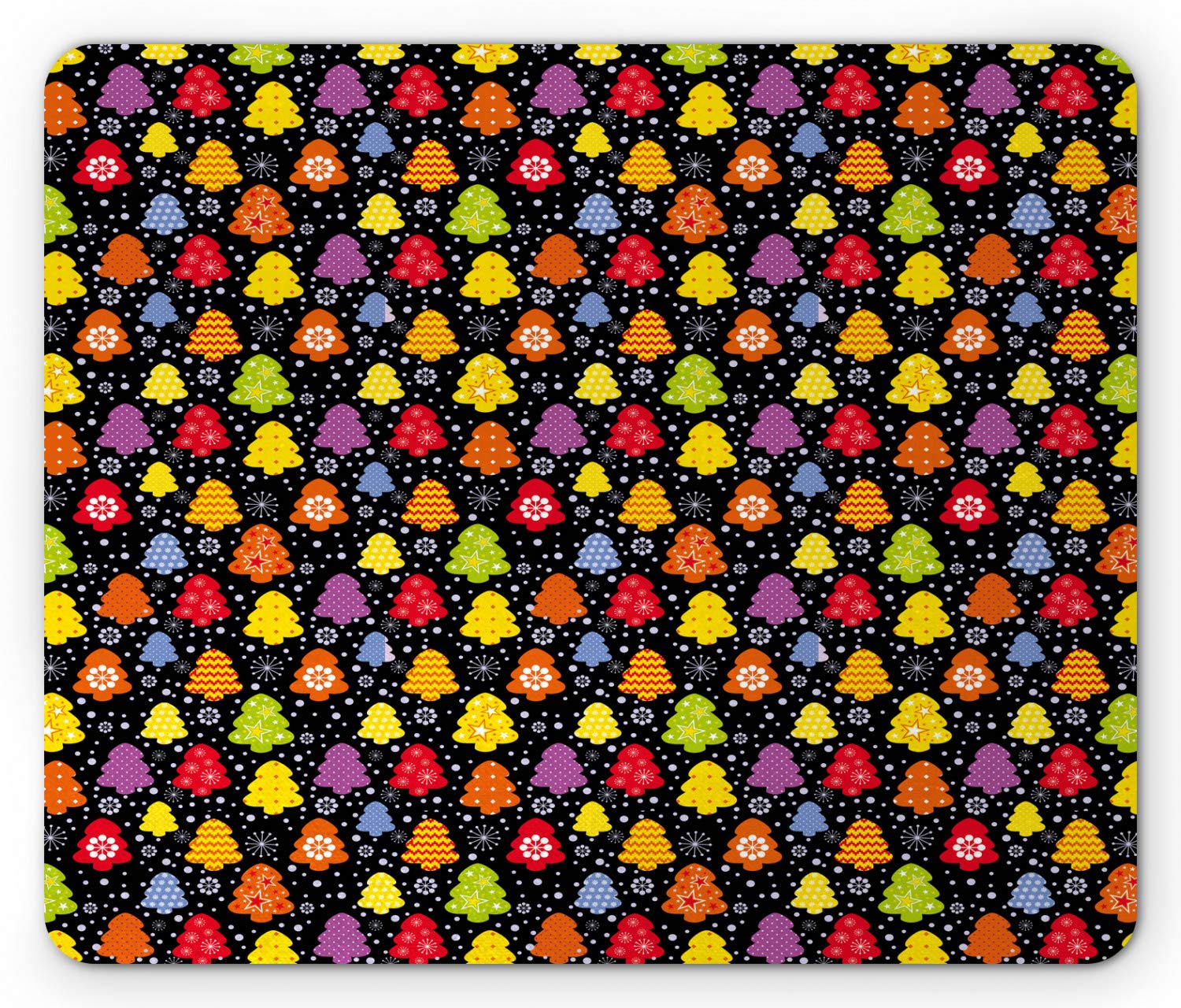 Ambesonne Winter Tree Mouse Pad - Colorful Nature Snowflakes Christmas Theme Non-Slip Rubber Mousepad (Standard Size) for Office, Gaming & Home Computer Use