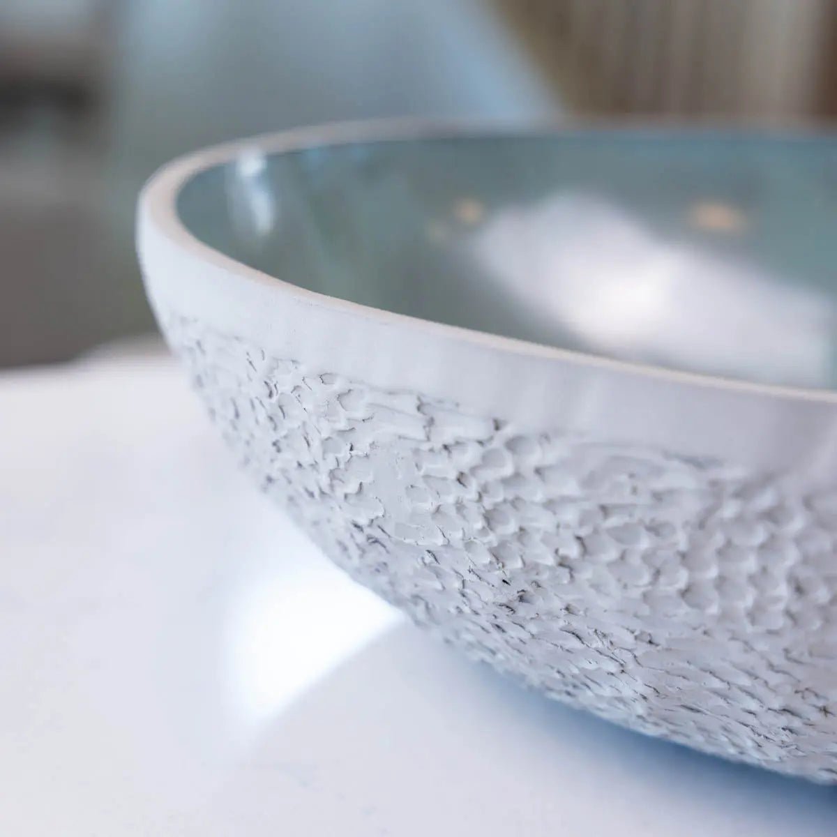 XXL Gray Stoneware Serving Bowl - Decorative Handcrafted Alchemy Collection with Mottled Green Finish | Perfect for Dining, Kitchen Decor & Gift Giving