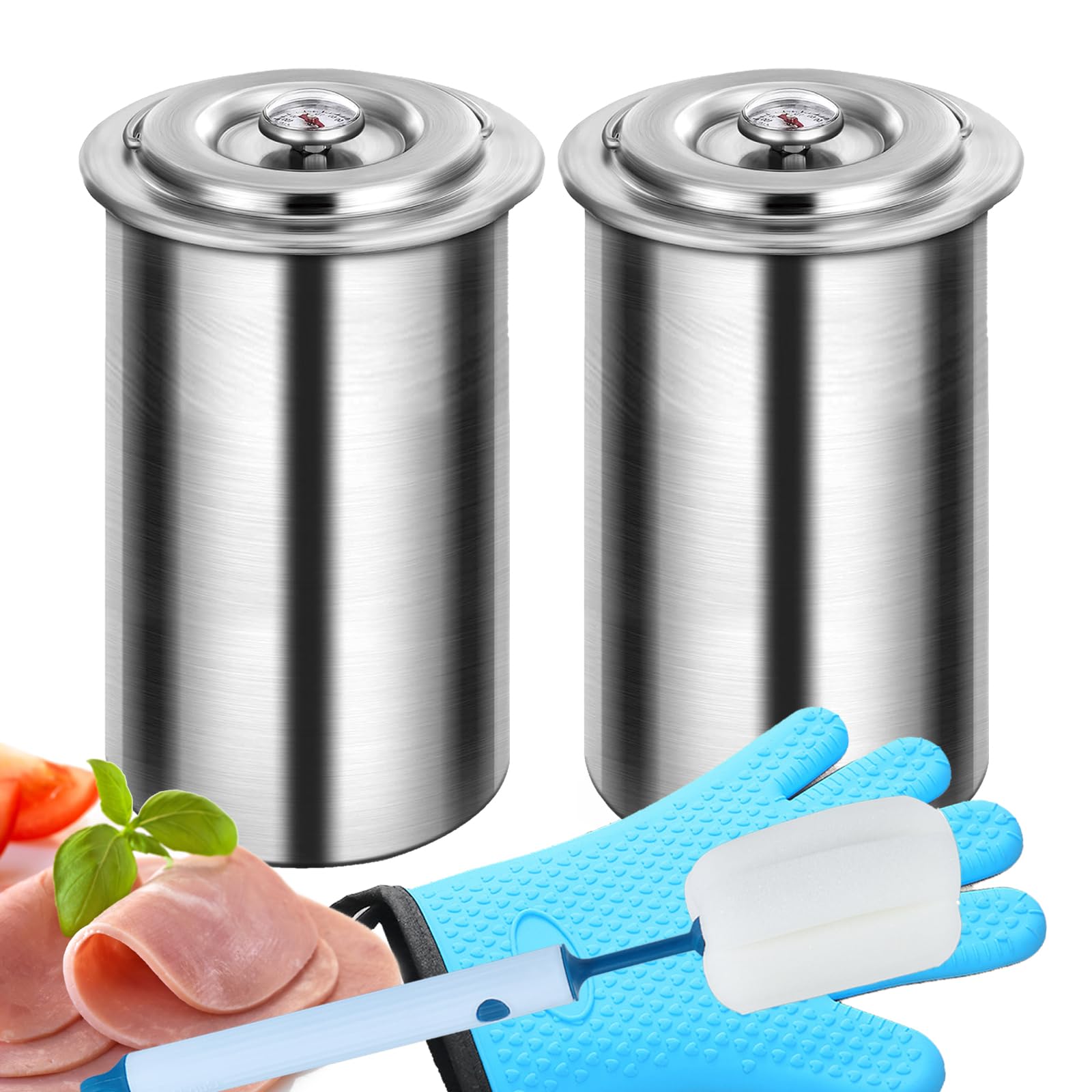 2-Pack Deli Meat Press & Ham Maker Kit with Thermometer – Perfect for Homemade Lunch Meat, Sandwiches, and Charcuterie Boards