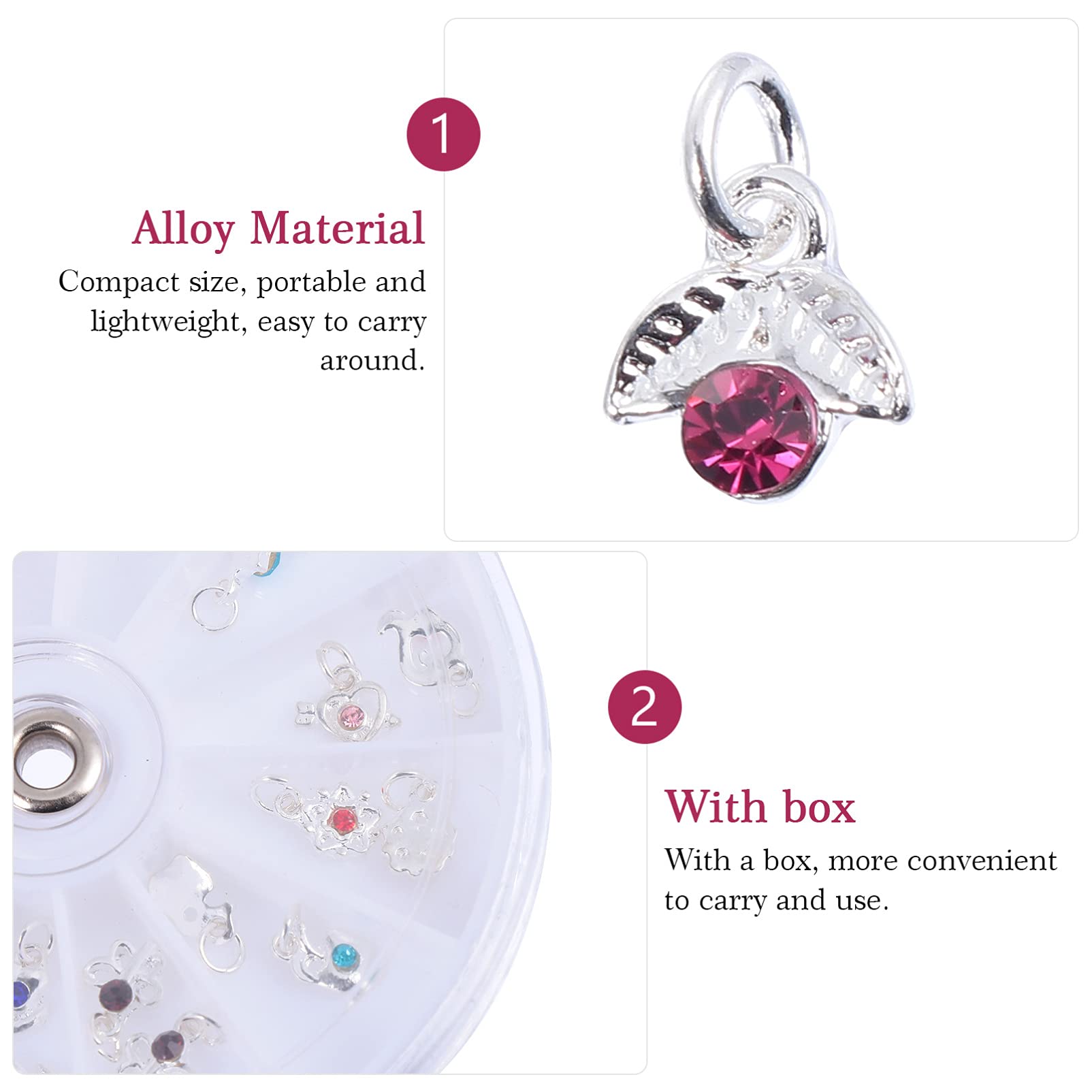 24PCS Rhinestone Nail Art Charms Set with Piercing Tool - DIY Nail Decorations for Acrylic Gels & Tips - Hand Drill for Nail Piercing - Perfect for Salon, Home Manicure & Nail Art Design