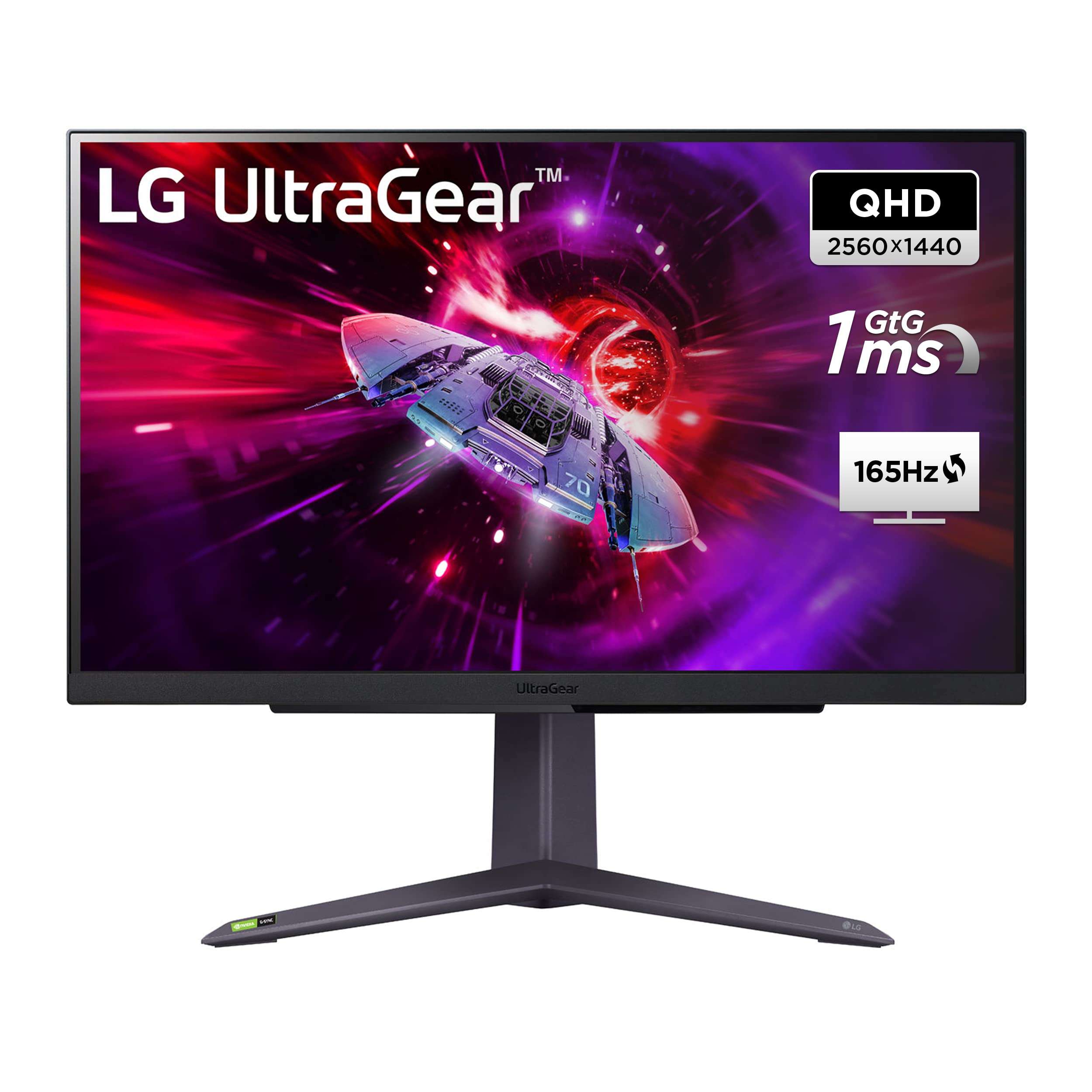 LG 27GS75QX-B UltraGear QHD 27-inch Gaming Monitor - 2560x1440 IPS Display, 1ms Response, 180Hz Refresh Rate, HDR10, NVIDIA G-Sync & AMD FreeSync Compatible - Perfect for Esports, FPS Gaming & Home Office Setup