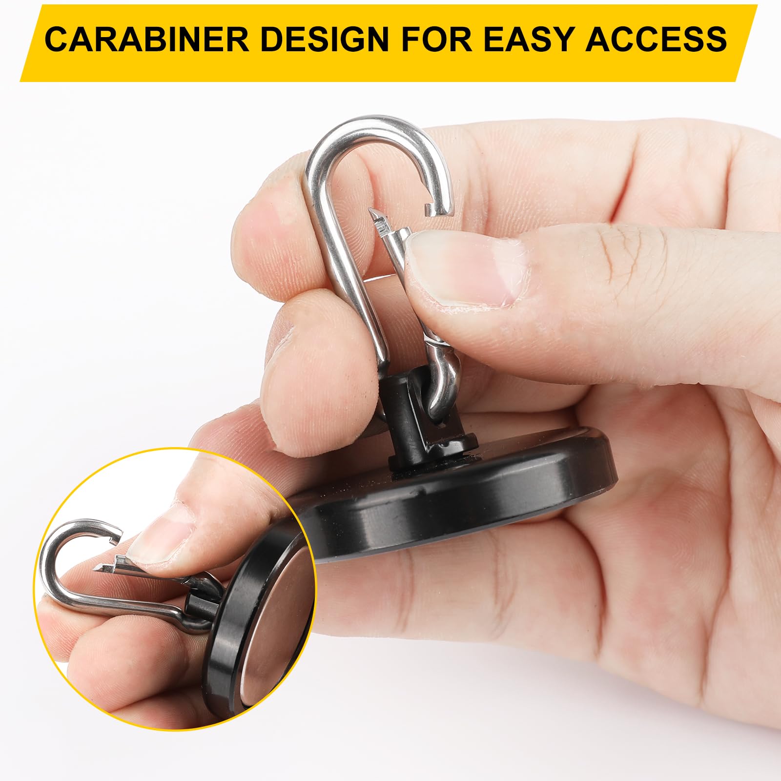 DIYMAG Black Magnetic Hooks - 200LB Heavy Duty Neodymium Magnet Hooks for Home, Office, Locker, Refrigerator, Cruise & Travel - 4 Pack - Perfect for Hanging Coats, Keys, Tools & Decor