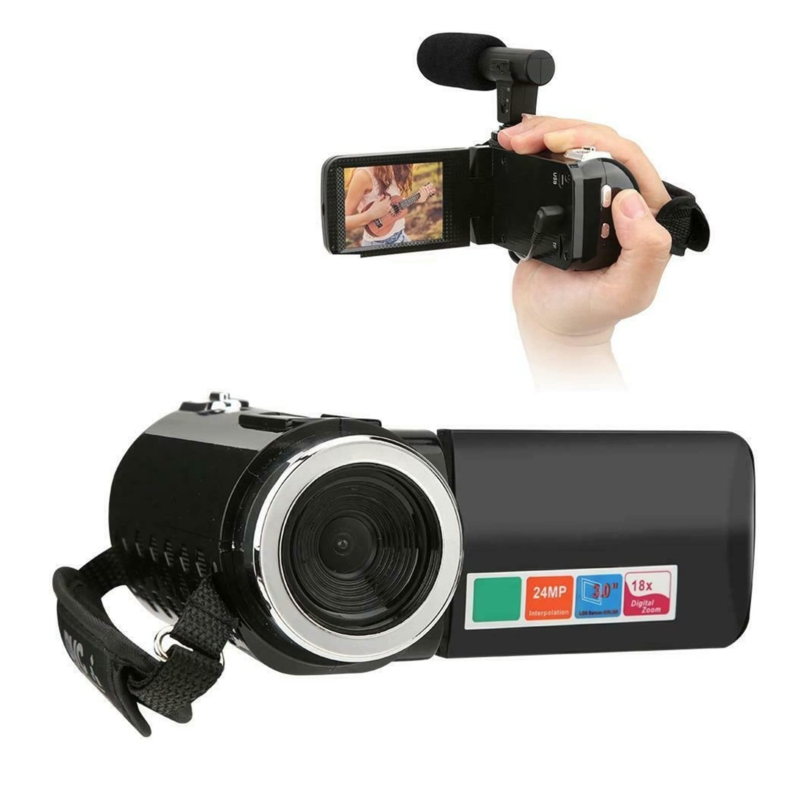 BODORME 4K HD Professional Camcorder with Night Vision, 3 Inch LCD Touch Screen, 18x Digital Zoom & Built-in Microphone - Perfect for Vlogging, Travel Filming, and Home Security Recording