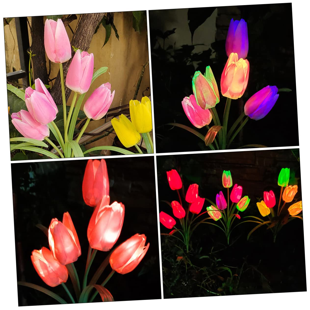BESPORTBLE 4-Pack Solar Tulip Lights - Waterproof Outdoor Solar Garden Lights for Lawn, Pathway, Yard Decoration - Solar Powered LED Flower Lights for Landscape, Patio, Backyard, and Garden Decor