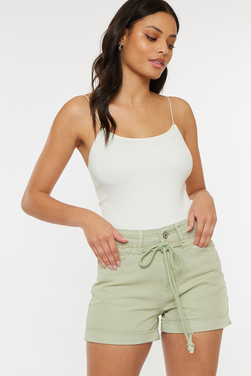 Azalea High Rise Drawstring Shorts for Women - Comfortable Stretchy Casual Summer Shorts | Perfect for Yoga, Running, and Beach Outings
