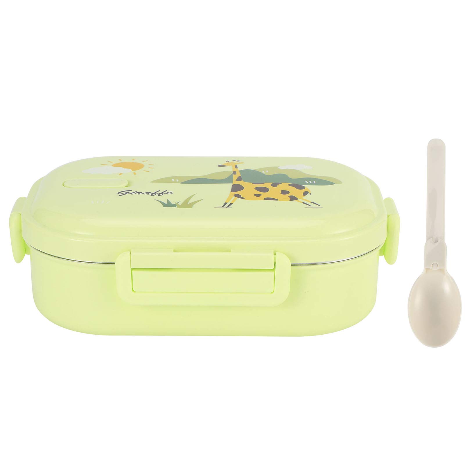 **Leak-Proof Insulated Stainless Steel Kids Lunch Box - Thermal Bento Food Container with Green Giraffe Print - Keeps Meals Fresh for School, Picnics, Travel & Outdoor Activities - Perfect for Healthy Eating, Safe Food Storage & On-the-Go Families**