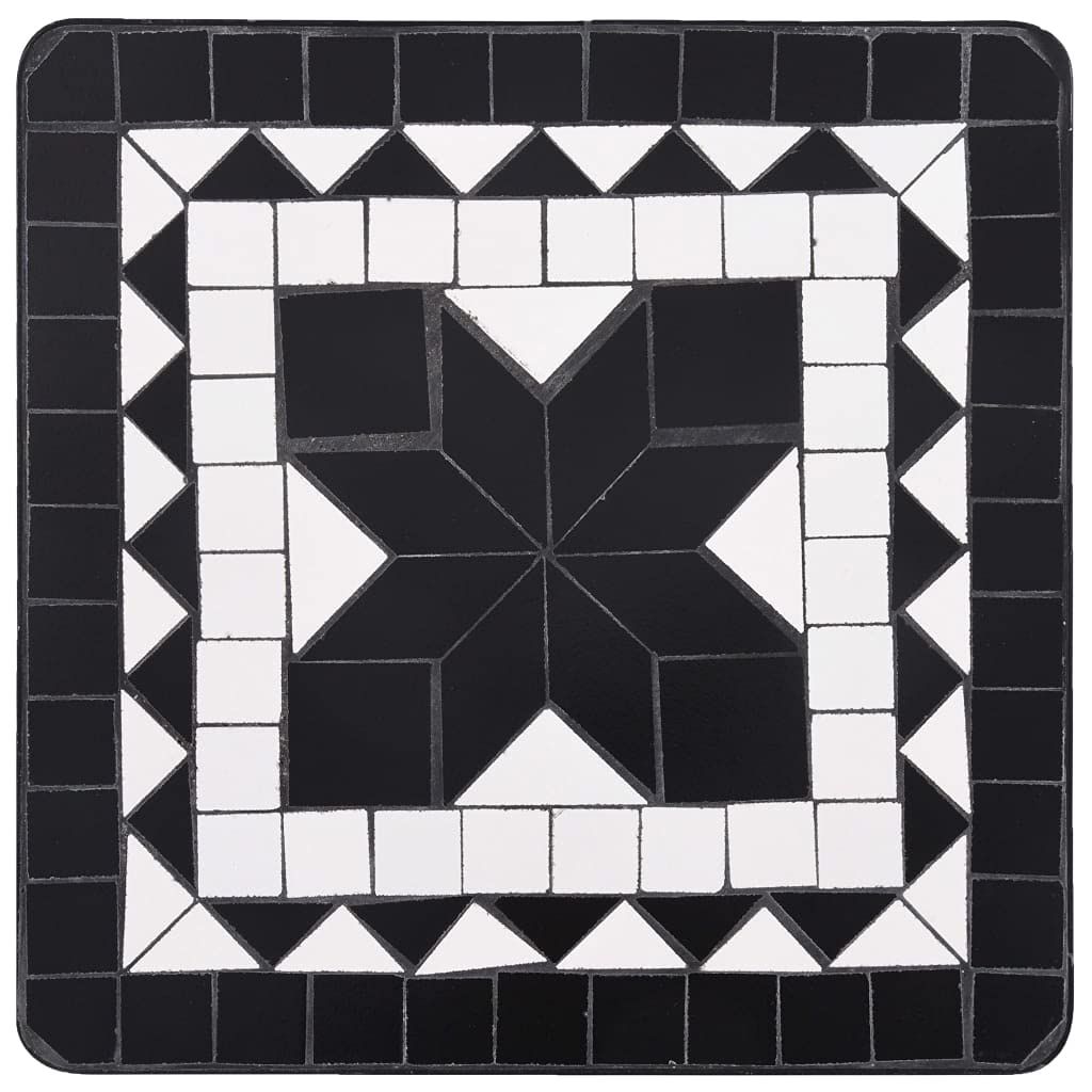 CHARMMA Black and White Ceramic Mosaic Side Table - 13.8