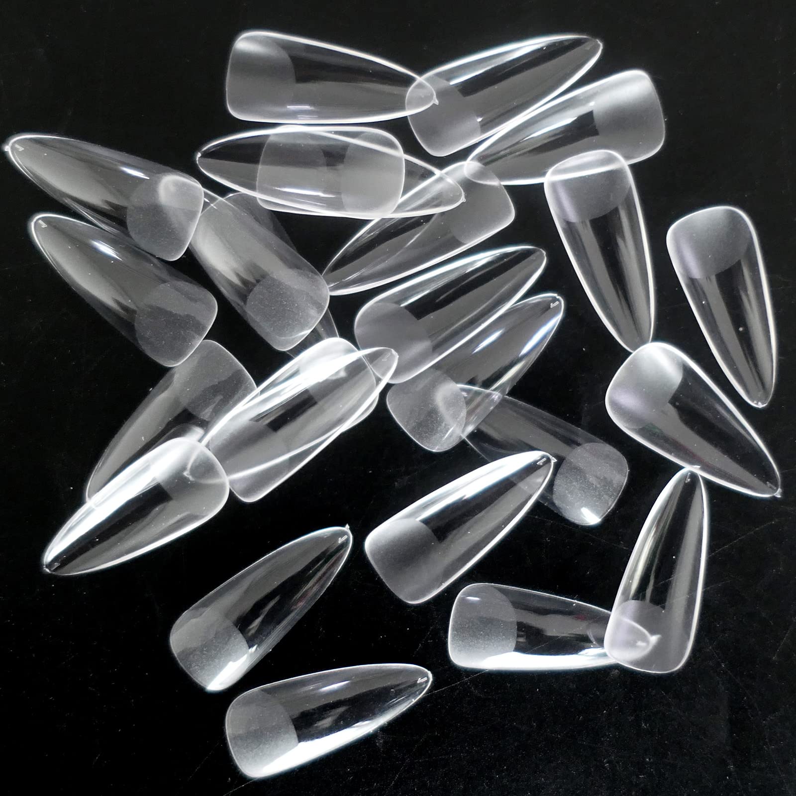 LoveOurHome 600pc Clear Stiletto Press on Nails - Medium Length Acrylic Fake Nails with Pointed Tips for Gel Nail Extensions | Perfect for Parties, Weddings & Special Occasions