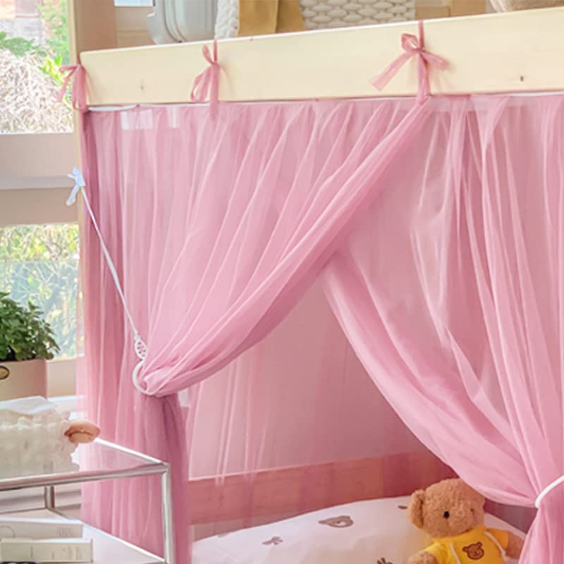 Premium Akiky Bunk Bed Canopy Curtains - Twin XL Mosquito Net for Kids & Teens - Dustproof Loft Bed Drapes in Pink - Perfect for Dorms, Student Housing & Kids' Bedrooms (Twin Extra Long Size)