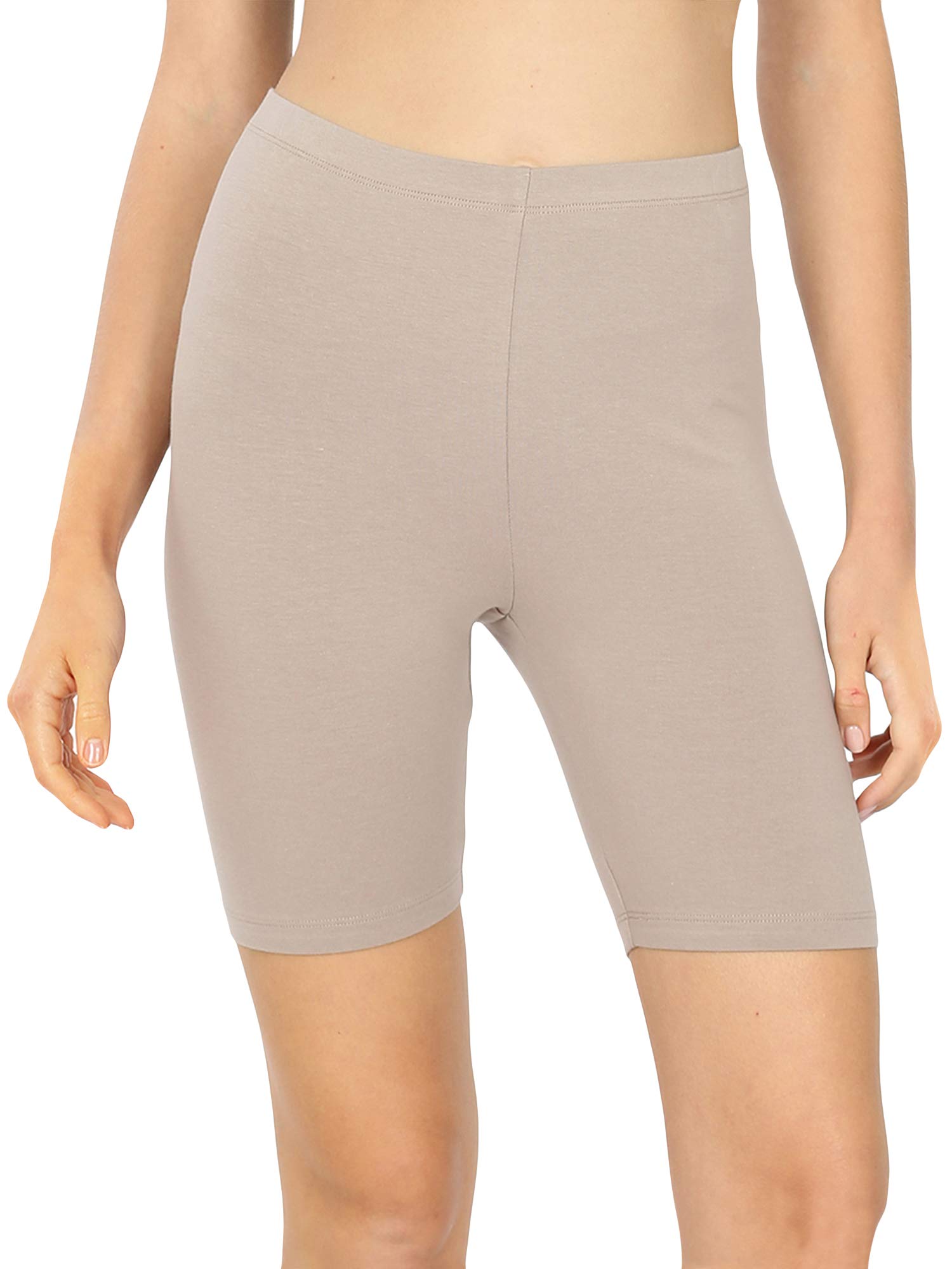 Women's Soft Cotton Stretch Biker Shorts - High Waist Knee-Length Workout Leggings for Yoga, Running & Gym | Plus Size Activewear