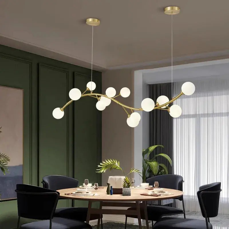 13 Light Gold Tree Branch Pendant Chandelier - Modern Rustic Ceiling Light Fixture for Dining Room, Living Room & Bedroom Decor