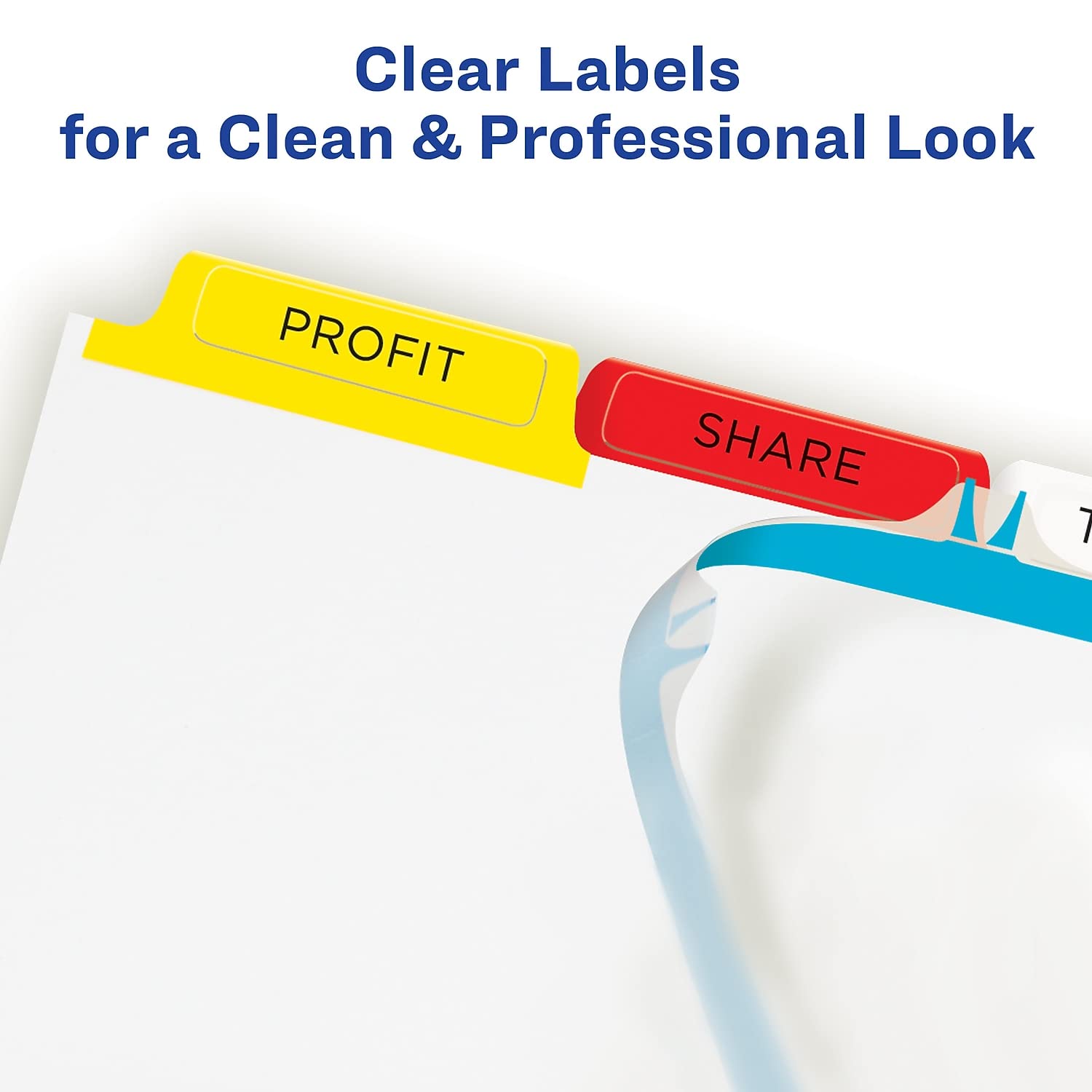 AVERY AVE11423 Clear Index Tabs - 25-Pack Punchable Label Dividers for Binders, Files & Organizers | Perfect for Office, School & Home Organization