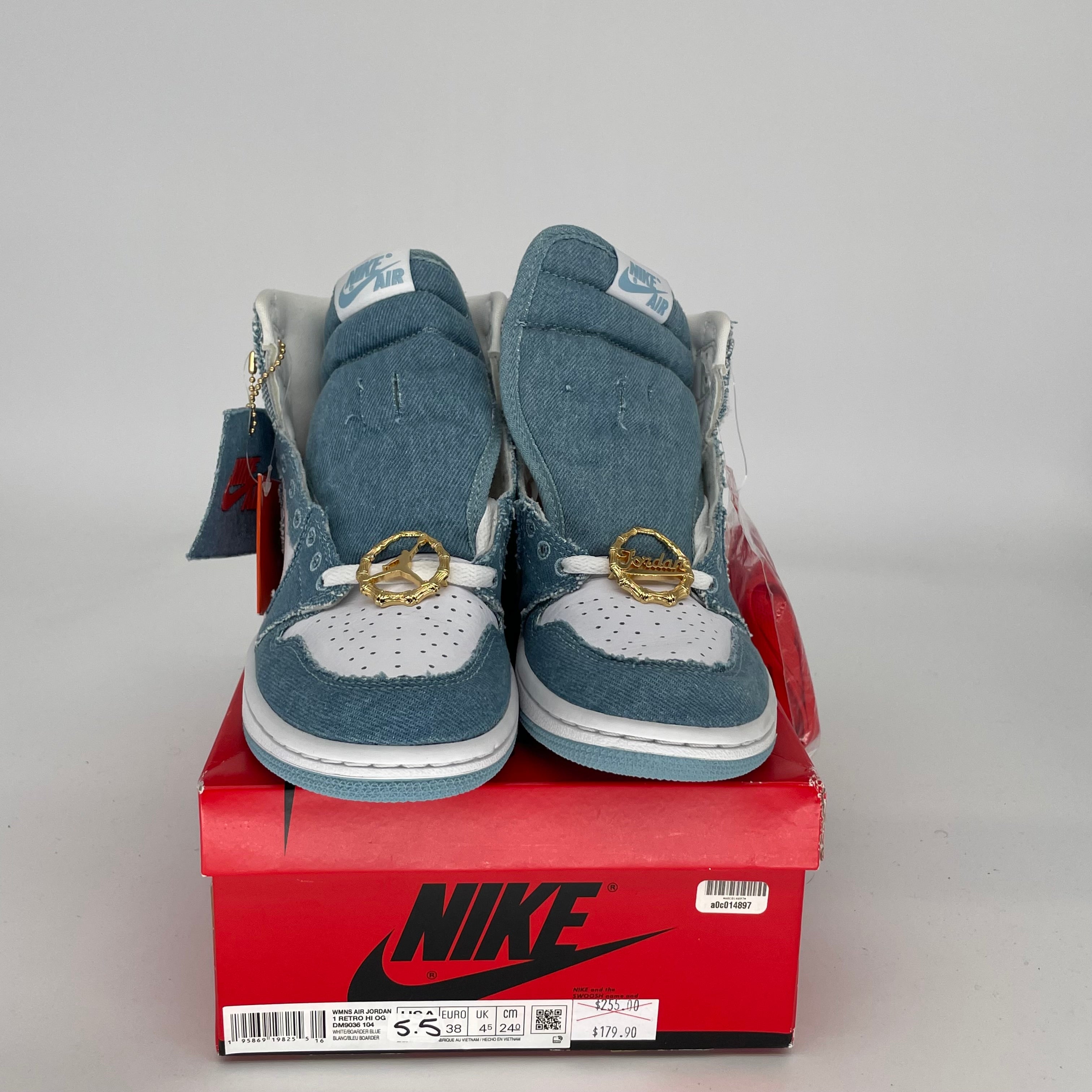 AIR JORDAN 1 DENIM WOMEN'S SNEAKERS SIZE 5.5/7W - DM9036-104 | Retro High-Top Basketball Shoes for Women, Streetwear Fashion & Casual Wear