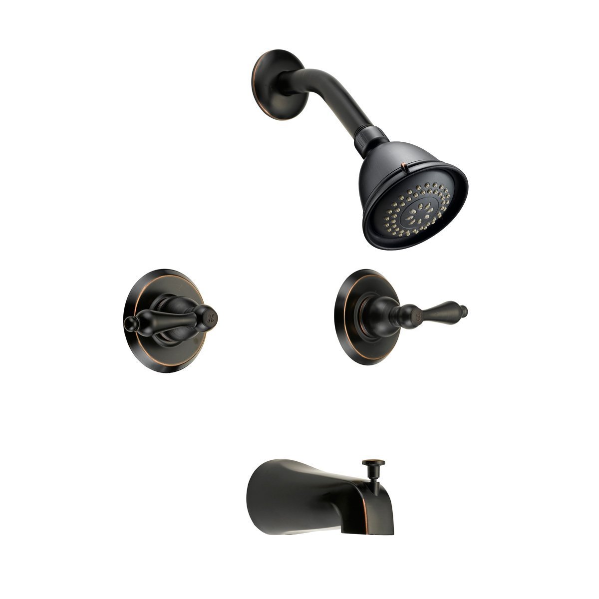 Designers Impressions 654752 Oil Rubbed Bronze Shower Faucet with Two Handle Mixer & Multi-Setting Shower Head - Convertible Tub to Shower Combo - Perfect for Bathroom Renovation & Spa-Like Shower Experience