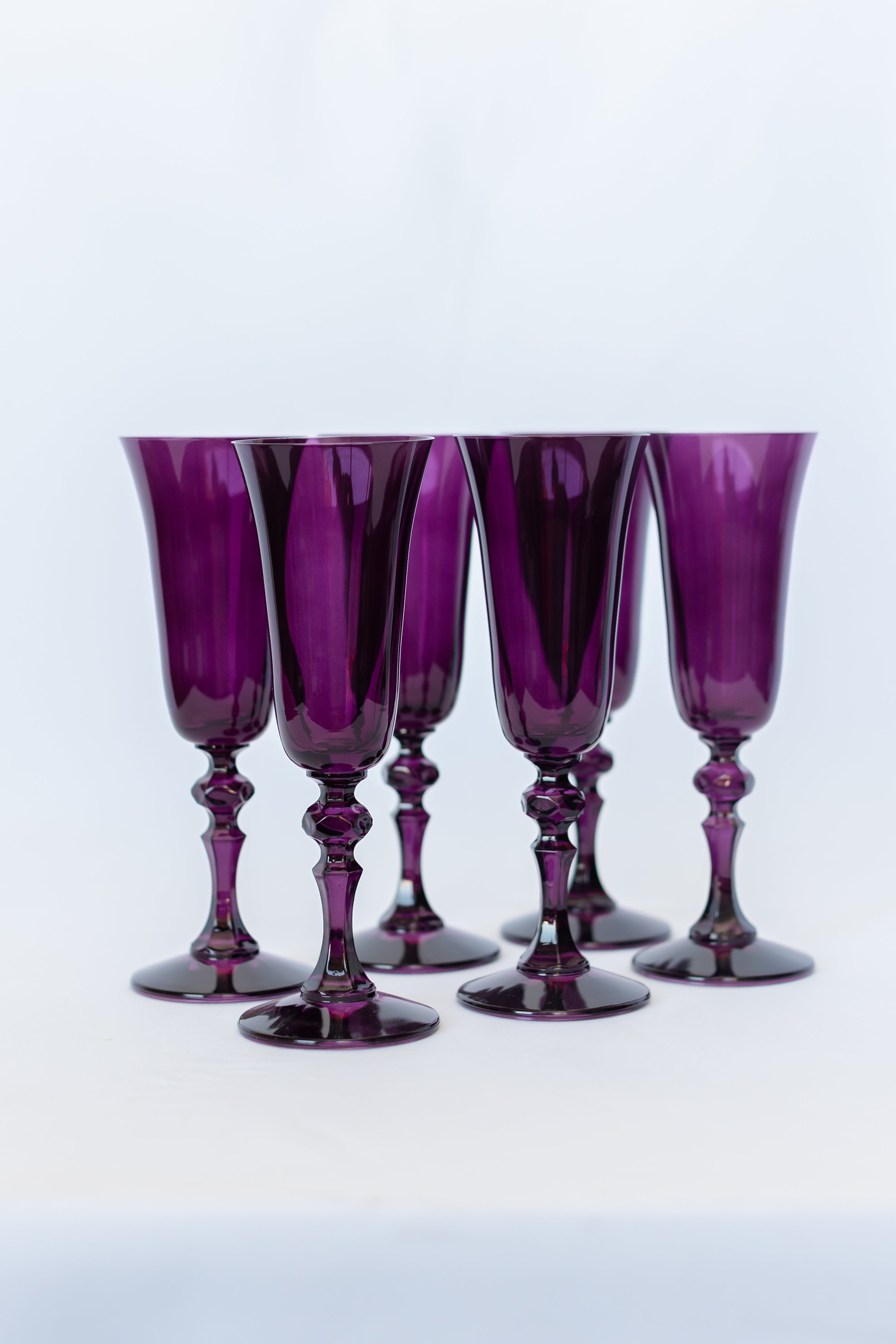 Estelle Colored Regal Flute Set of 6 - Elegant Amethyst Glassware for Wine, Champagne & Cocktails | Perfect for Dinner Parties, Weddings & Home Decor