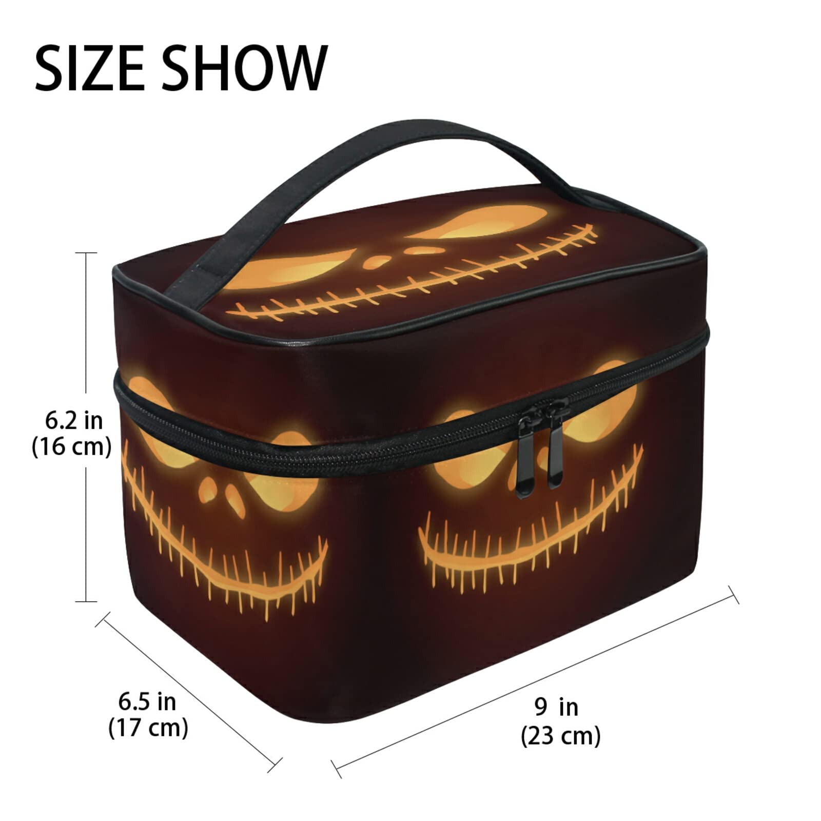 Halloween Pumpkin Ghost Skull Makeup Bag for Women - Waterproof Cosmetic Organizer & Toiletry Travel Case - Perfect for Halloween Parties, Cosplay, and Travel Accessories Storage