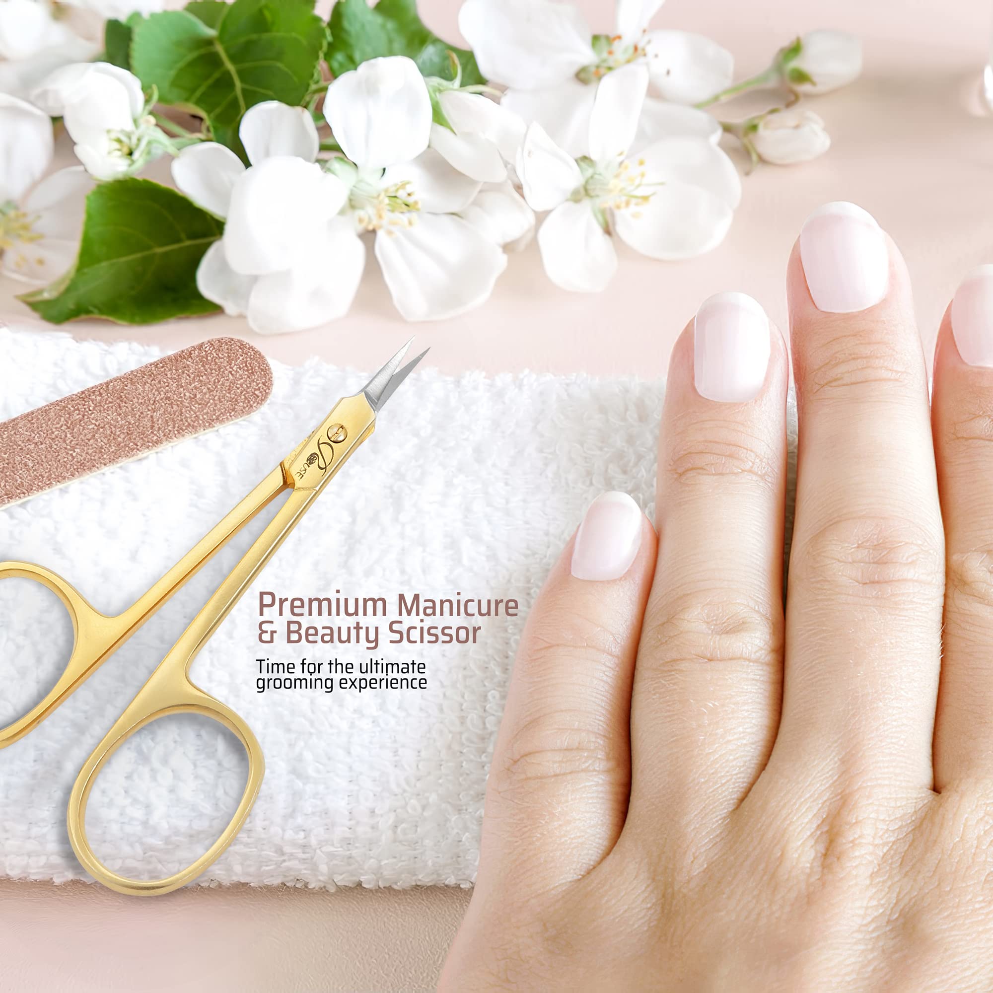 ROUSE Professional Stainless Steel Cuticle Scissors - Precision Grooming Tool for Eyebrows, Eyelashes, Mustache & Beard Care | Manicure & Pedicure Essential | Antique Finish | Perfect for Home Salon & Professional Use