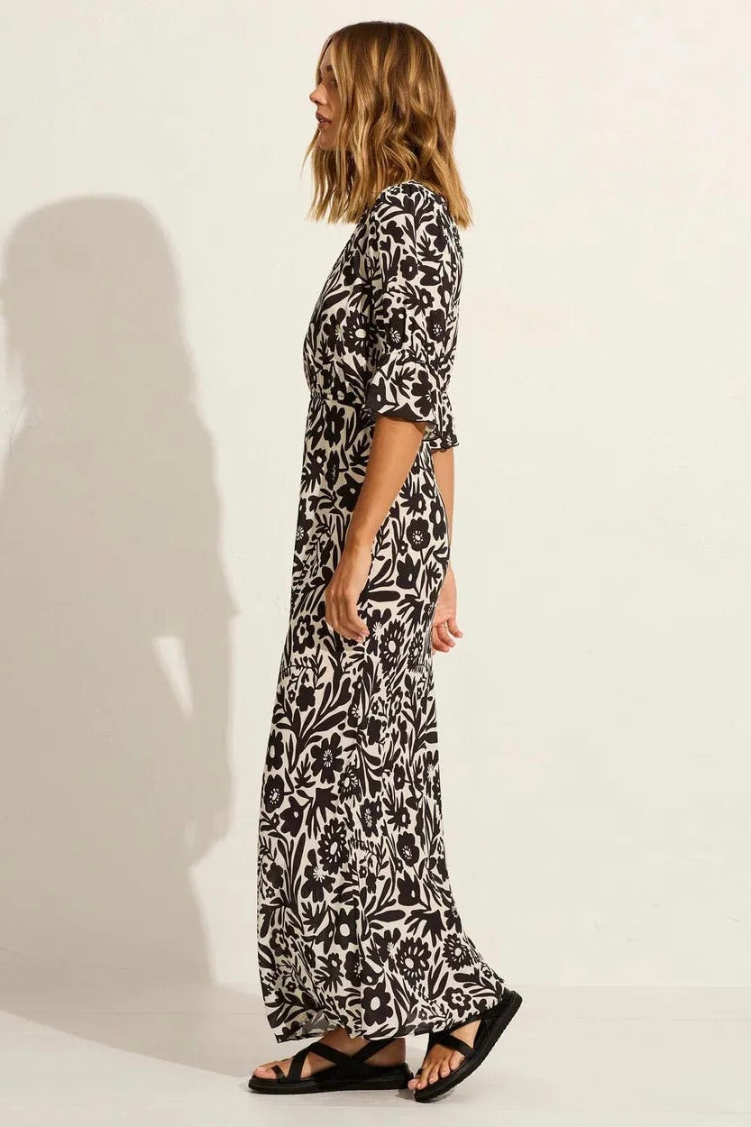 Elegant Black Floral Maxi Dress for Women - Summer Boho Beach Dress, Party & Evening Wear