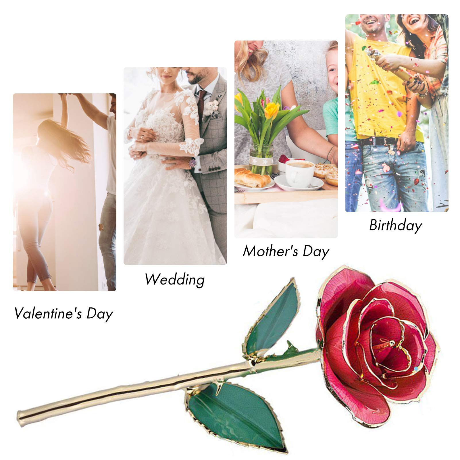 24K Gold Dipped Pink Rose - Real Golden Plated Preserved Rose Flower with Crystal Stand for Mom, Valentine's Day, Christmas, Birthday & Anniversary Gifts | Perfect for Home Decor, Wedding Centerpieces & Romantic Surprises