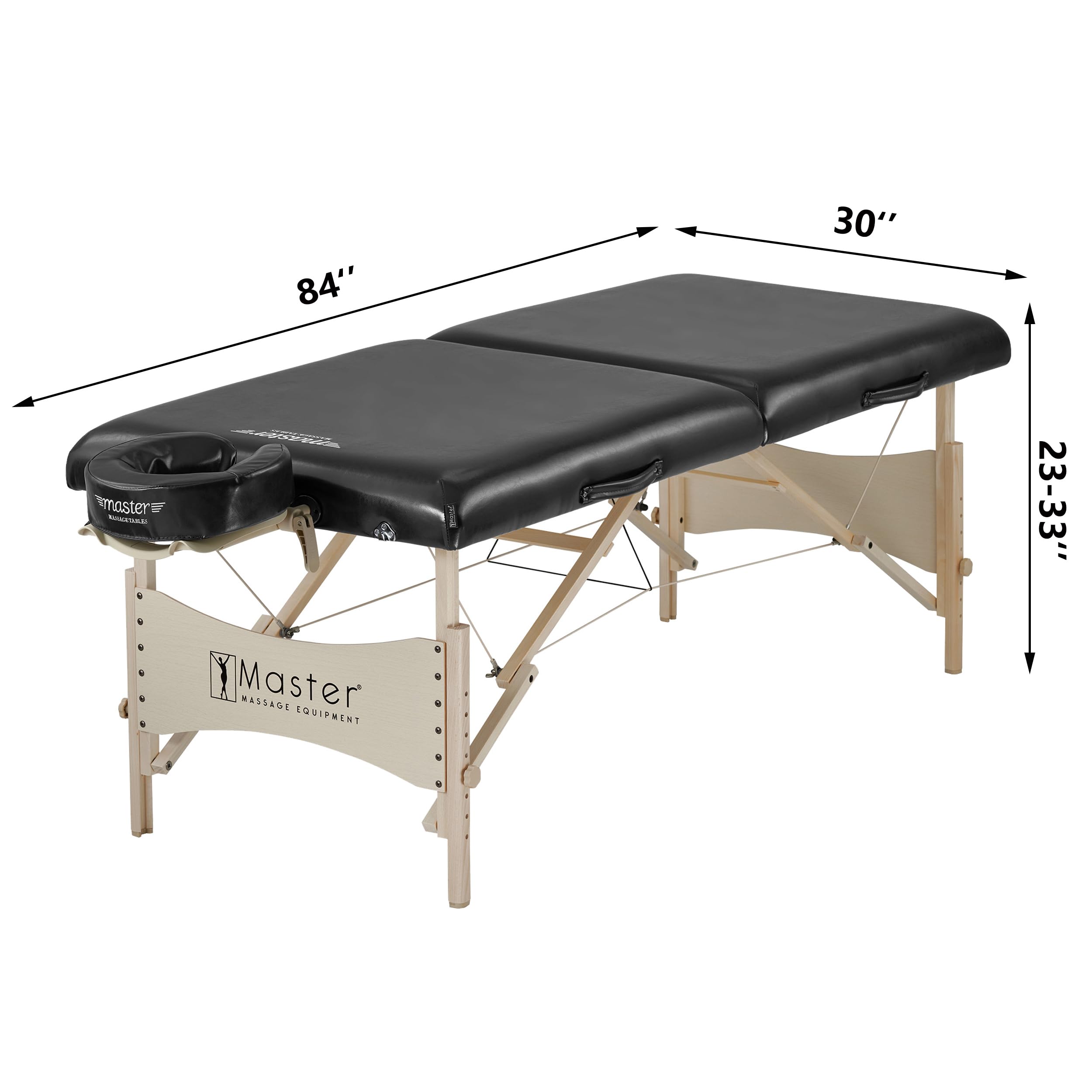 30 Inch Balboa Pro Portable Massage Table - Foldable Wooden Beauty Salon Bed for Massage, Lash Extensions & Tattoo - Black | Perfect for Spa, Home Use & Professional Therapists